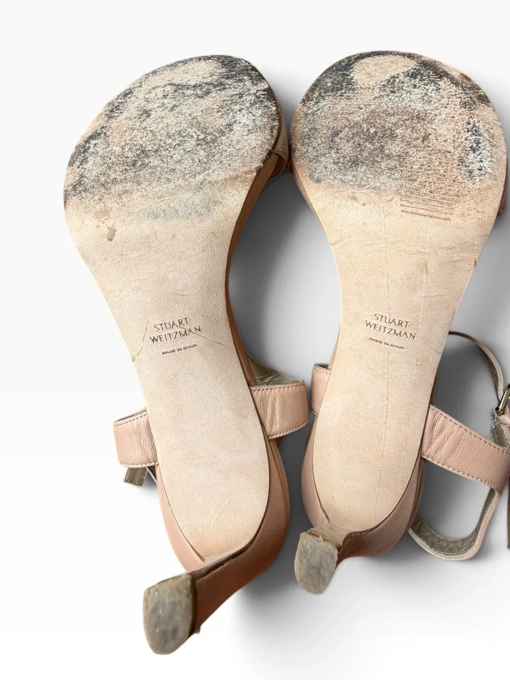 Stuart Weitzman Nude Leather Stiletto Sandals Size 10